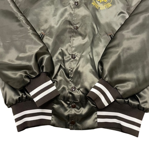Vintage United Parcel Service UPS Brown Bomber Jacket L Men Quilted Satin Snap - Picture 5 of 8